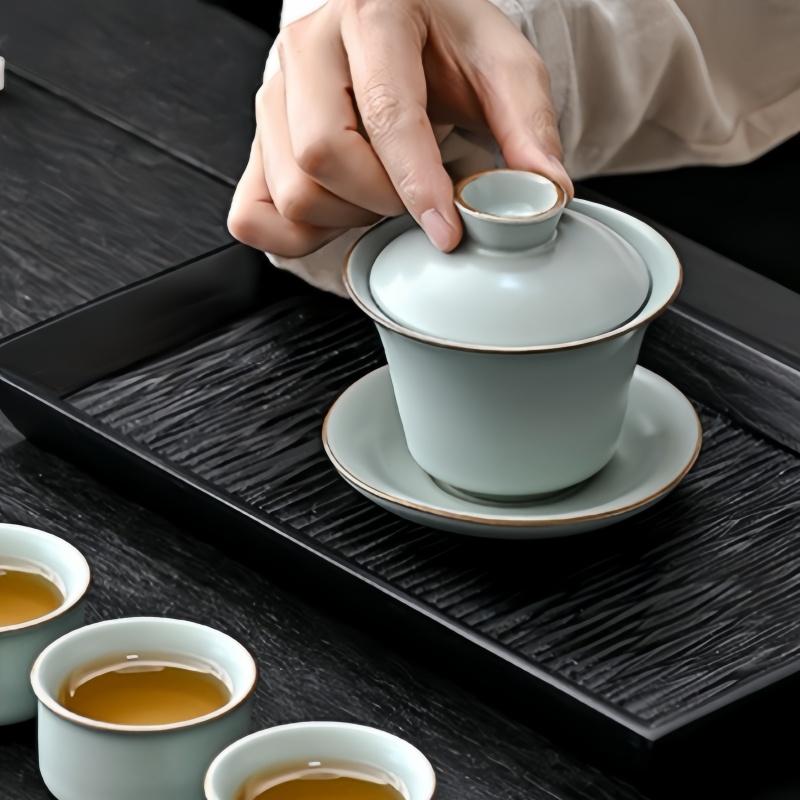 Kung Fu Tea Set Retro Travel Portable Ru Kiln Gift Box Outdoors Teapot Lid Bowl Camp Out Japanese Tea Set With Cups and Kettle