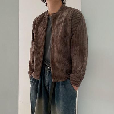 Lazy Style Round Neck Short Jacket for Men In Autumn and Winter Loose Casual Korean Style Trendy Simple Top