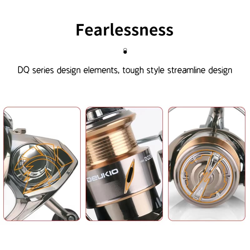 DEUKIO New All Metal Spinning Reel Double Handle,5.6:1 Gear Ratio,17LB Max Drag,CNC Spool,Fishing Reel for Freshwater Saltwater