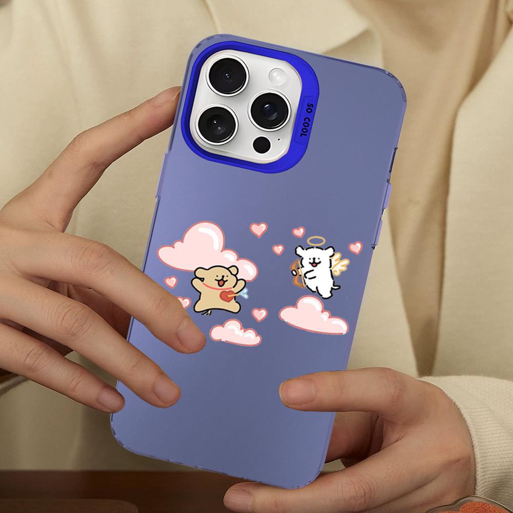Cartoon Line Dog Phone Case For IPhone 16 15 14 13 12 11 Pro Max X XR XSMAX 8 7 Plus Matte Shockproof Back Cover