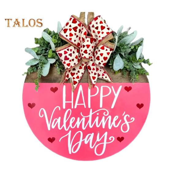 

Знак декора ко Дню святого Валентина, деревянная дверная подвесная табличка с бантом, искусственная зелень, настенный художественный знак на тему любви для входной двери, прихожей, дома, в помещении D wood