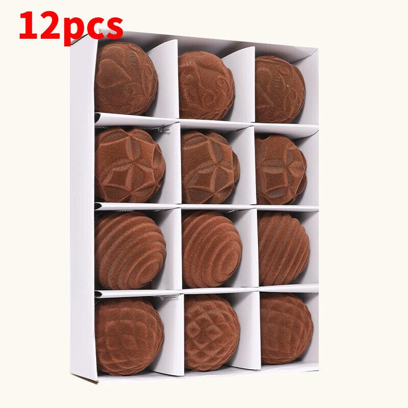 Lebhaftes 6cm Samt Weihnachtsornamente Set mit 12 bunten Kunststoff Baumdekorationen