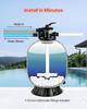 Sand Filter, 609.6 mm, 246.1 LPM Above Inground Swimming Pool Sand Filter System, with 7-Way Multi-Port Valve, Backwash, Rinse, Recirculate, Waste,