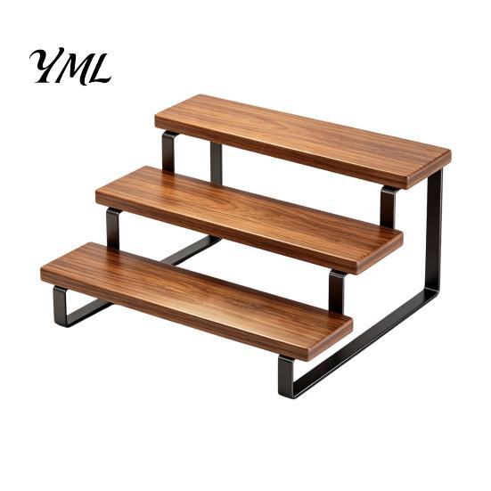 Countertop Bottle Display Holder Liquor Shelf, Coffee Syrup Rack Organizer, 3 Step Wine Collection Stand for Mini Bar Cabinet, Home Retro Shelf