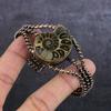 Natürlicher Ammonit Fossil Edelstein Kupferdraht Wickel Armreif Verstellbar U1l28