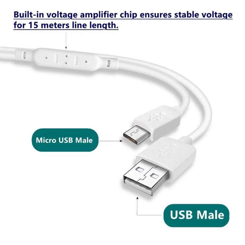 Super Long USB to Micro USB Charging Cable for Thermometer / Camera Long Durable Charger Wire 393.7in/590.55inch