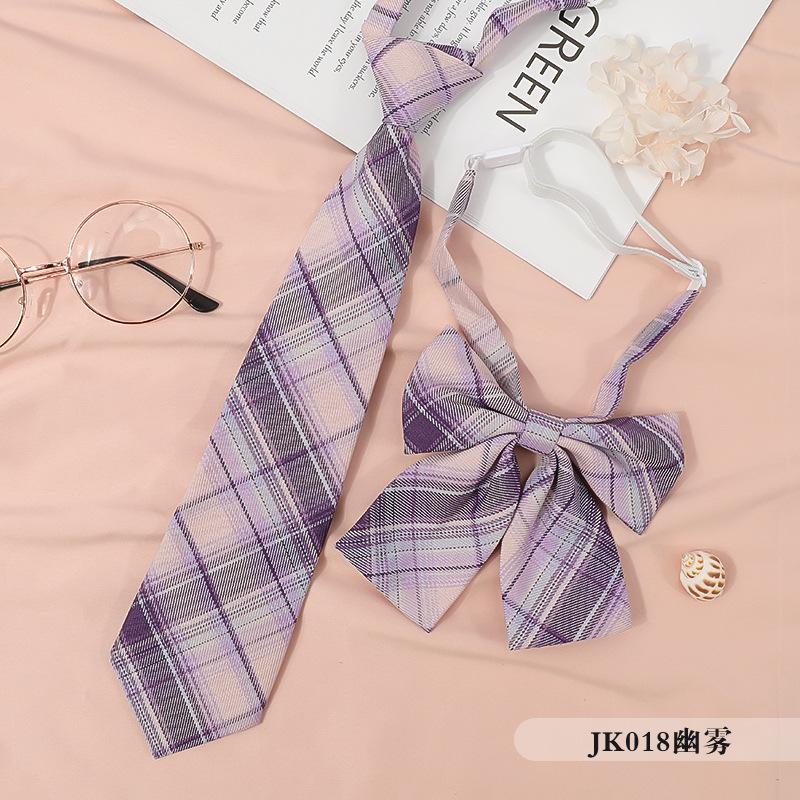 Japanese Korean Version Striped Jkdk College Style Red Cyan Gray Blue Shirt Men'S And Women'S Accessories Free Tie Tie Set