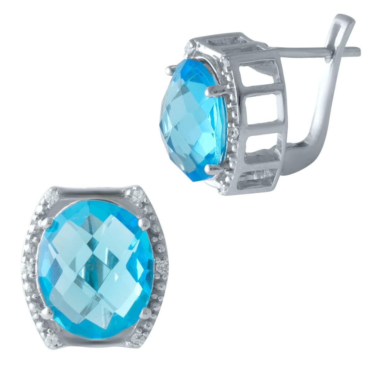 

Срібні сережки з аквамарином nano (1994573) небо синє світло кольору