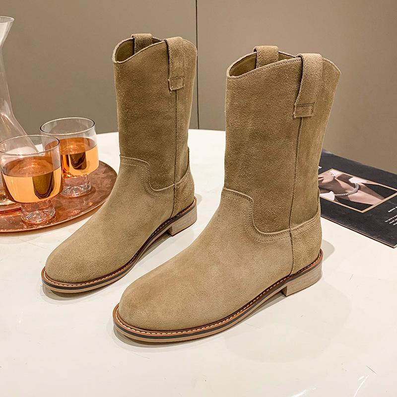 Western Cowboy Boots Women's 2025 New Autumn Sleeve Skinny Knight Boots Women's Coarse Heel Medium Boots Martin Boots