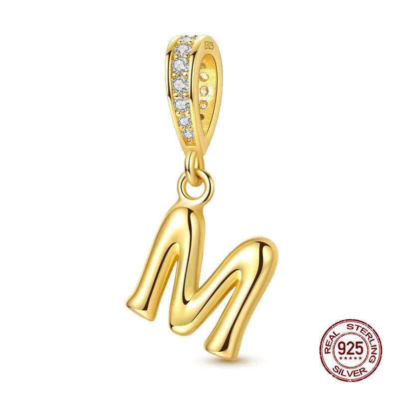 New In Original Charms Copper 26 Golden Letters A-Z Charm Bead Fit 3Mm Original Bracelet For Womens Diy Fashion Jewelry Gift