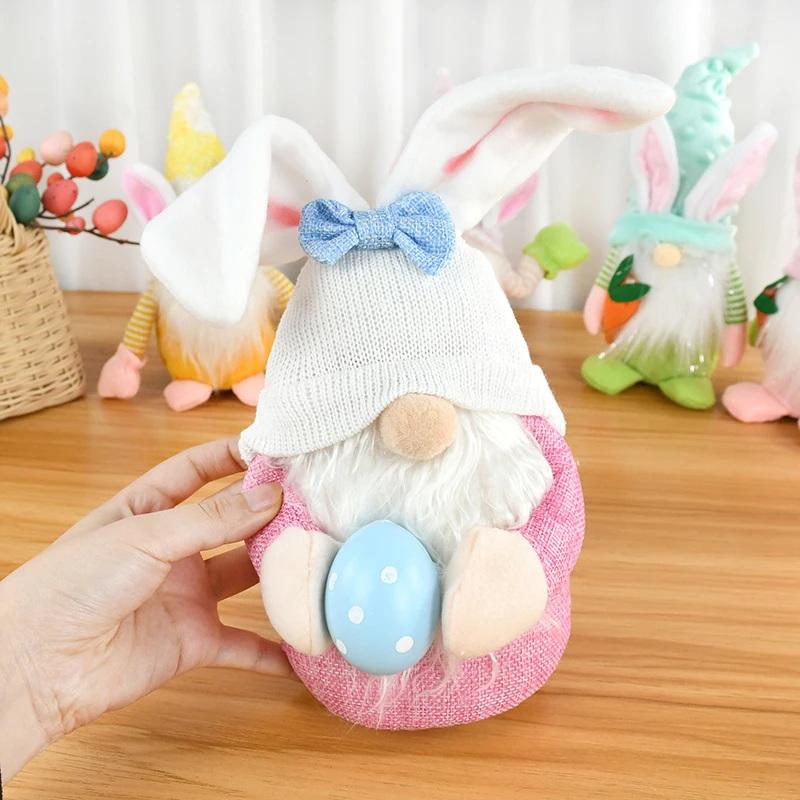 1pc Kids Easter Gifts Faceless Gnome Rabbit Dolls Bunny Carrot Dwarf Plush Doll Spring Easter Hanging Decoration For Home Decor