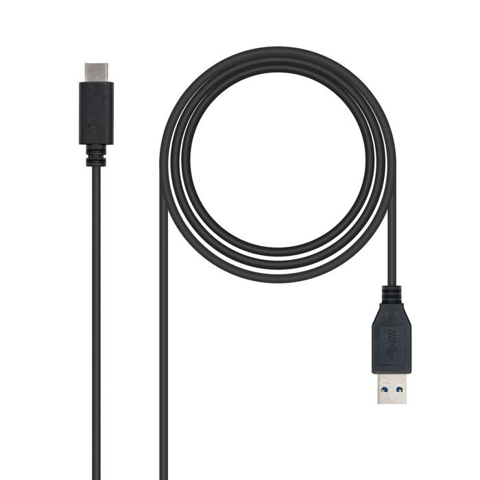 Nanocable USB 3.1, 1m, 1 m, USB C, USB A, 3.1 (3.1 Gen 2), Mâle-Mâle, Noir