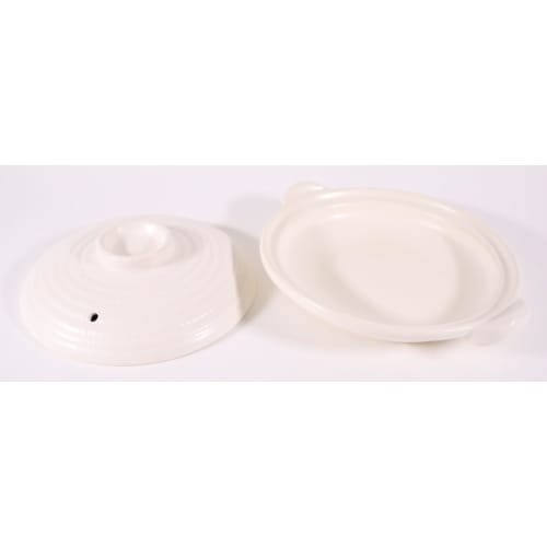 Kanda Heat-Resistant Unglazed Shallow Earthenware Pot, White Lacquer, 26cm, 453182