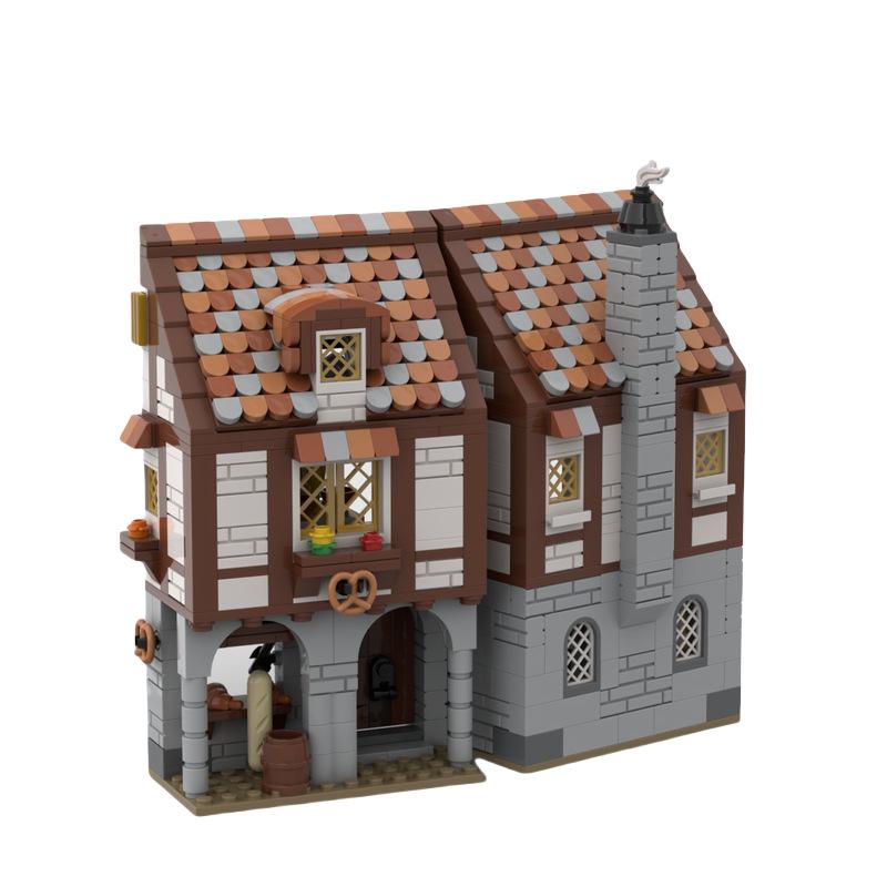 Buildmoc Ideas Architektura MOC-169454 Středověký Hrad Pekárna 780KS Cihličky Model MOC Stavební Bloky Hračky pro Děti Dárky
