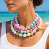 Round Bead Necklace 16MM Beads Bohemian Necklace Trendy Bead Choker  for Women