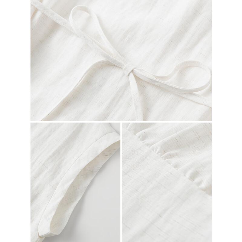 Women's Linen Lyocell Blend Pleated V-Neck Shirt