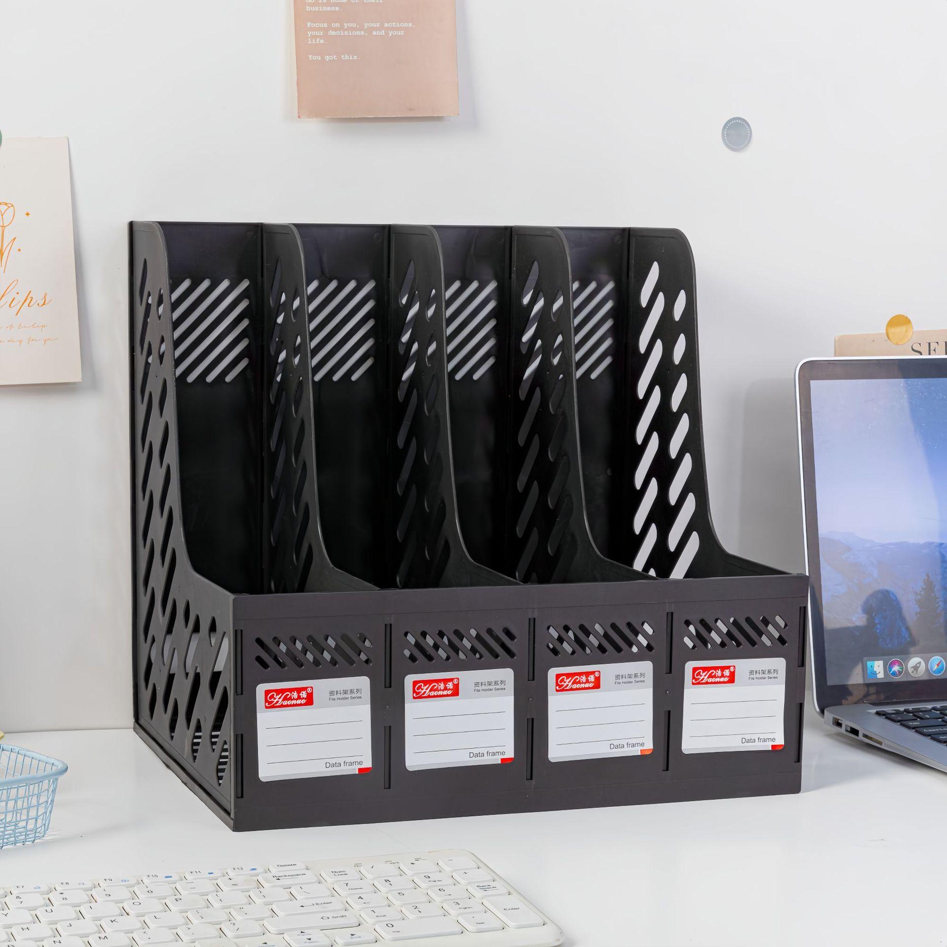 

Утолщенная рамка для файлов с подставкой для ручек, настольный органайзер для файлов для офиса, полки, четыре колонки, направляющая для файлов