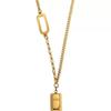 Rich Little Gold Brick Necklace for Women Good Luck Gold Small Gold Bar Clavicle Chain Golden Square Pendant