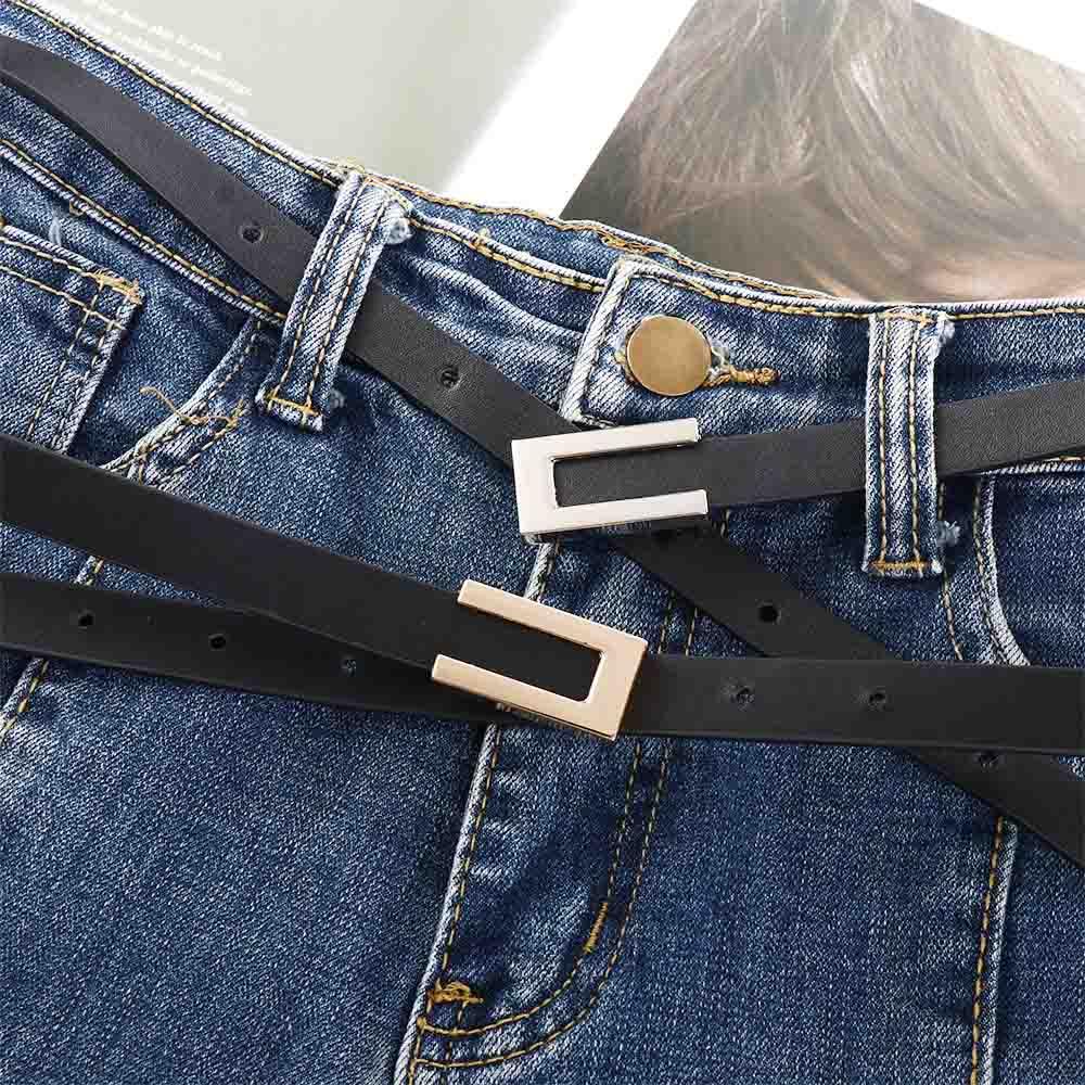 New Vintage Waist Strap Korean Thin Waistband Leather Belt Trouser Dress Decoration Metal  Buckle