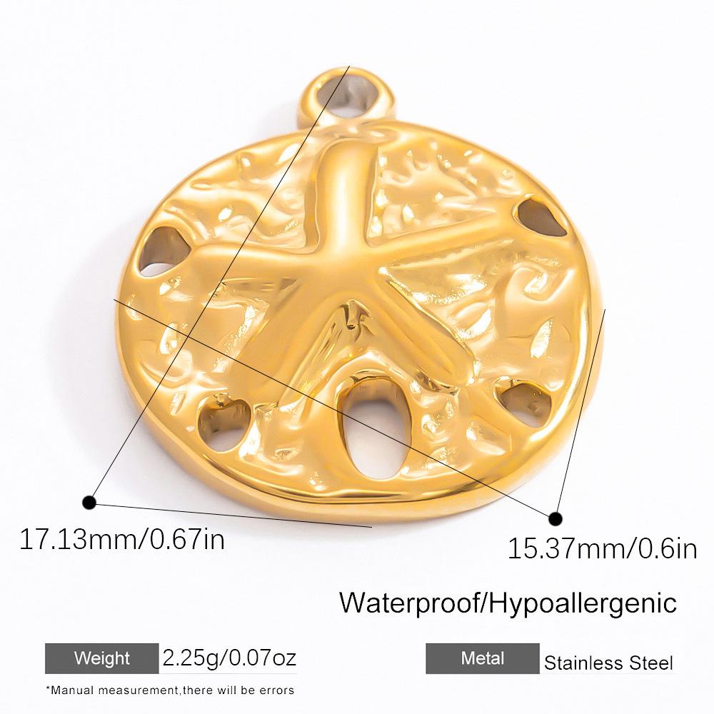 18K Gold Plated Sun Starfish Pendant Stainless Steel Summer Ocean DIY Jewelry Making Accessories