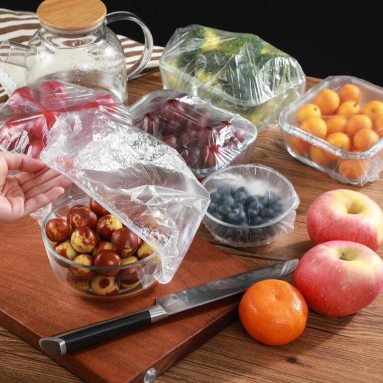 100 STUKS Herbruikbare Duurzame Voedsel Opslaghoezen voor Kommen Elastische Plaatdekselhoezen Vacuümzakken Voor Keukenvoedsel Verse Afdichting