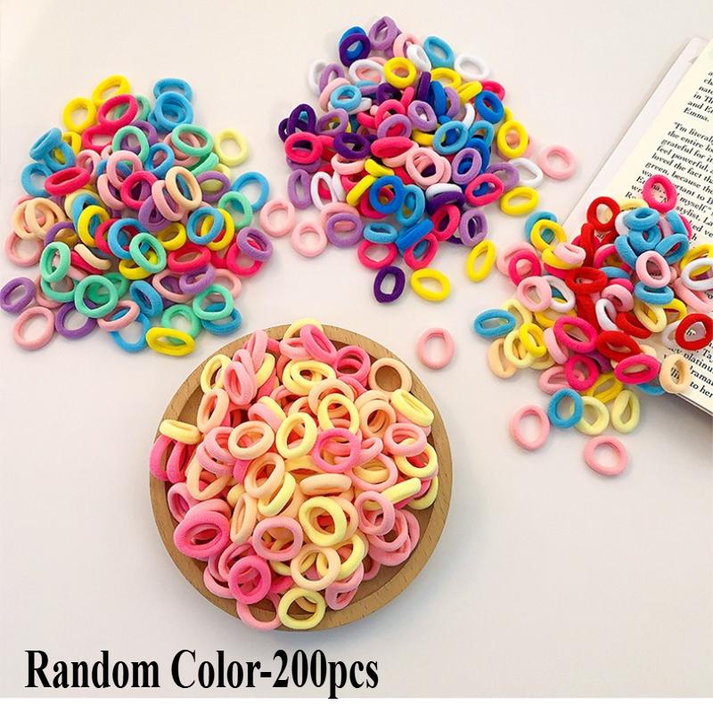 

200PCS Women Girls Colorful Nylon Elastic Hair Bands Ponytail Hold Small Hair Tie Rubber Bands Scrunchie Hair Accessories