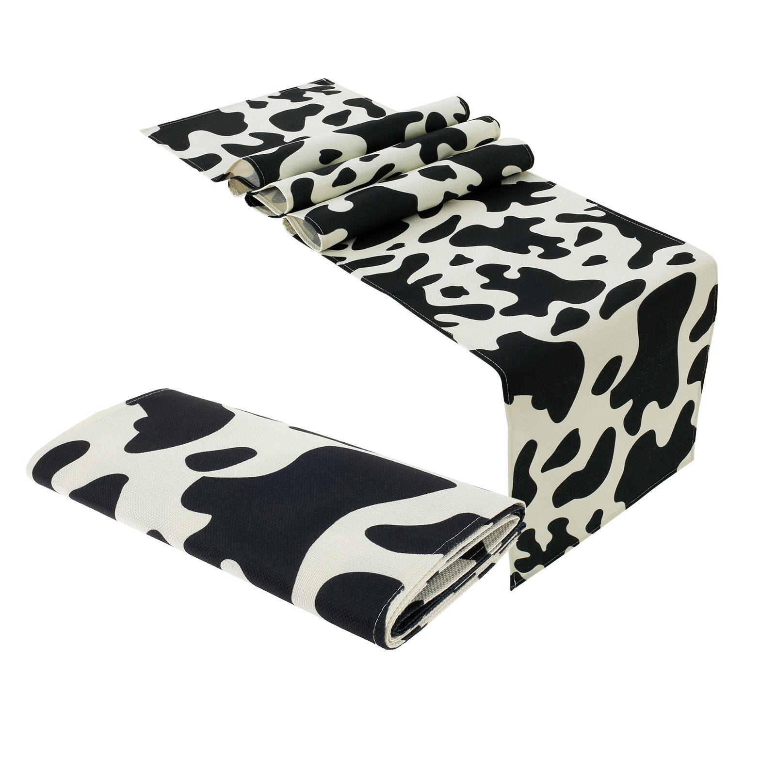 

2/4Pcs Cow Table Runner Linen Table Cloth Rectangle Tablecloth Black and White Tablecloth Vintage Decorative Coffee Table Runner 33x183cm