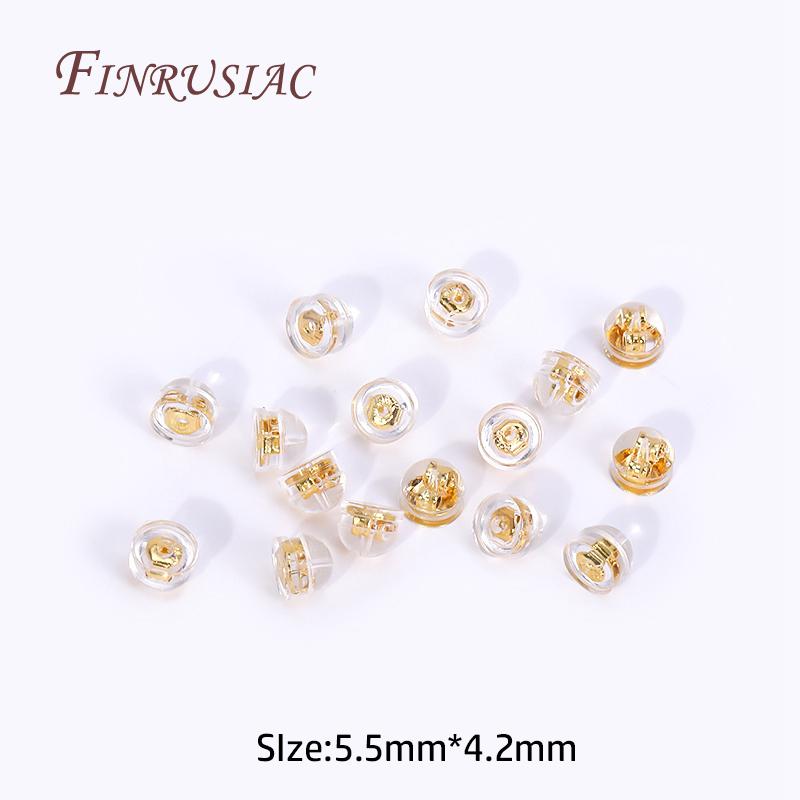 18K Gold Plated Rubber Hamburger Earring Back, Silicone Earring Stopper Nuts, Rubber Earring Findings DIY Earring Accessories 20 Pieces