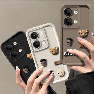 A78 a58 4G Niedliche Cartoon-3D-Bär-Silikonhülle für OPPO Realme C53 C55 C30 C21 C21Y Stoßfeste Abdeckung Realme C20 C25 C15 C11 C51