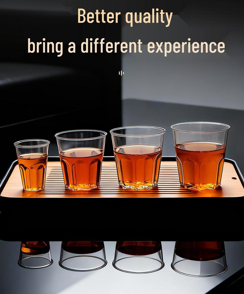 Aviation-Grade High-Transparency Disposable Water Cup: Durable, Thickened, Octagonal Design for Household and Bar Use, Resistant to High Temperatures.