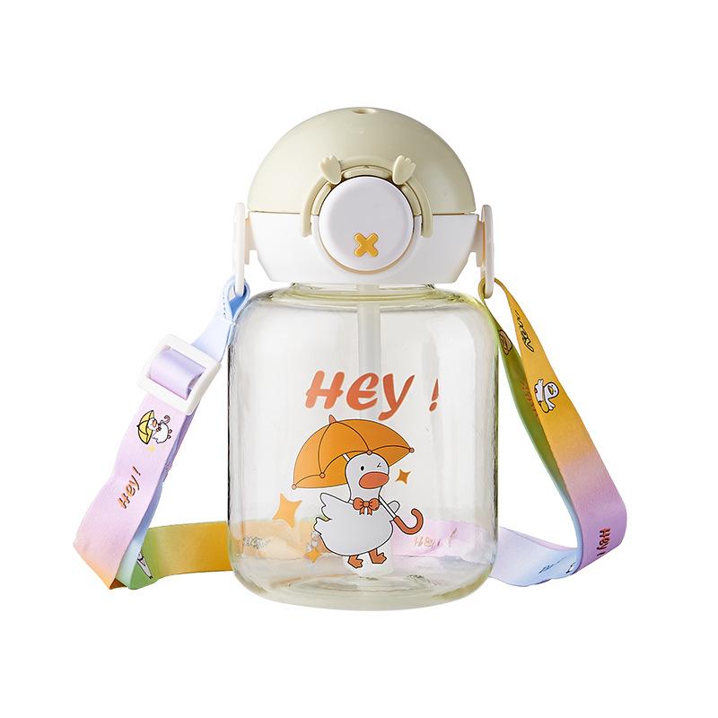 

Детская соломенная чашка, милая пластиковая чашка, мультяшная чашка для воды, чашка, защищенная от падений и протекания, уличная портативная бутылка для воды с крышкой-пулей 800ml зелёный