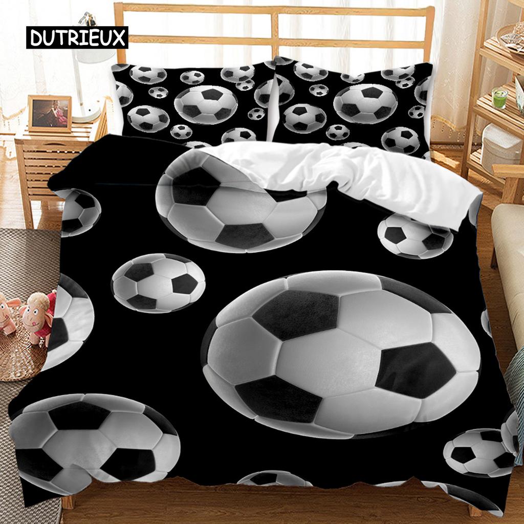 Football Duvet Cover Set Soccer with Fire Abstract Concept Art Design Ball Bedding Set Double Queen King Polyester Qulit Cover