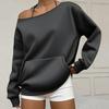 Women's Off Shoulder Long Sleeve Sweatshirt Loose Fit Streetwear Pullover Top