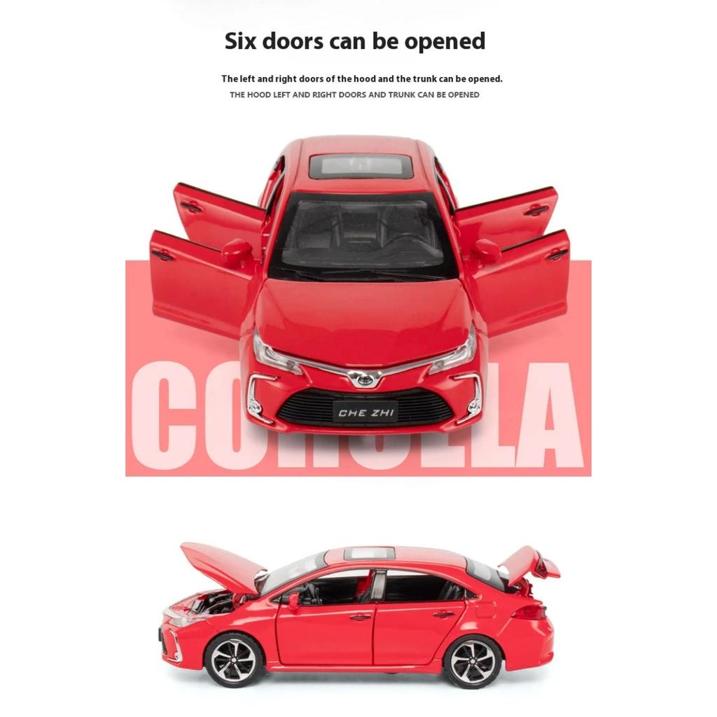 1/32 TOYOTA Corolla Alloy Car Diecast Model Sound & Light Pull Back Toy Children's Toy Kids Gift Birthday Present for Boys
