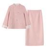 Winter new Chinese embroidered double-sided woolen top, national style retro woolen jacket + skirt set NY117