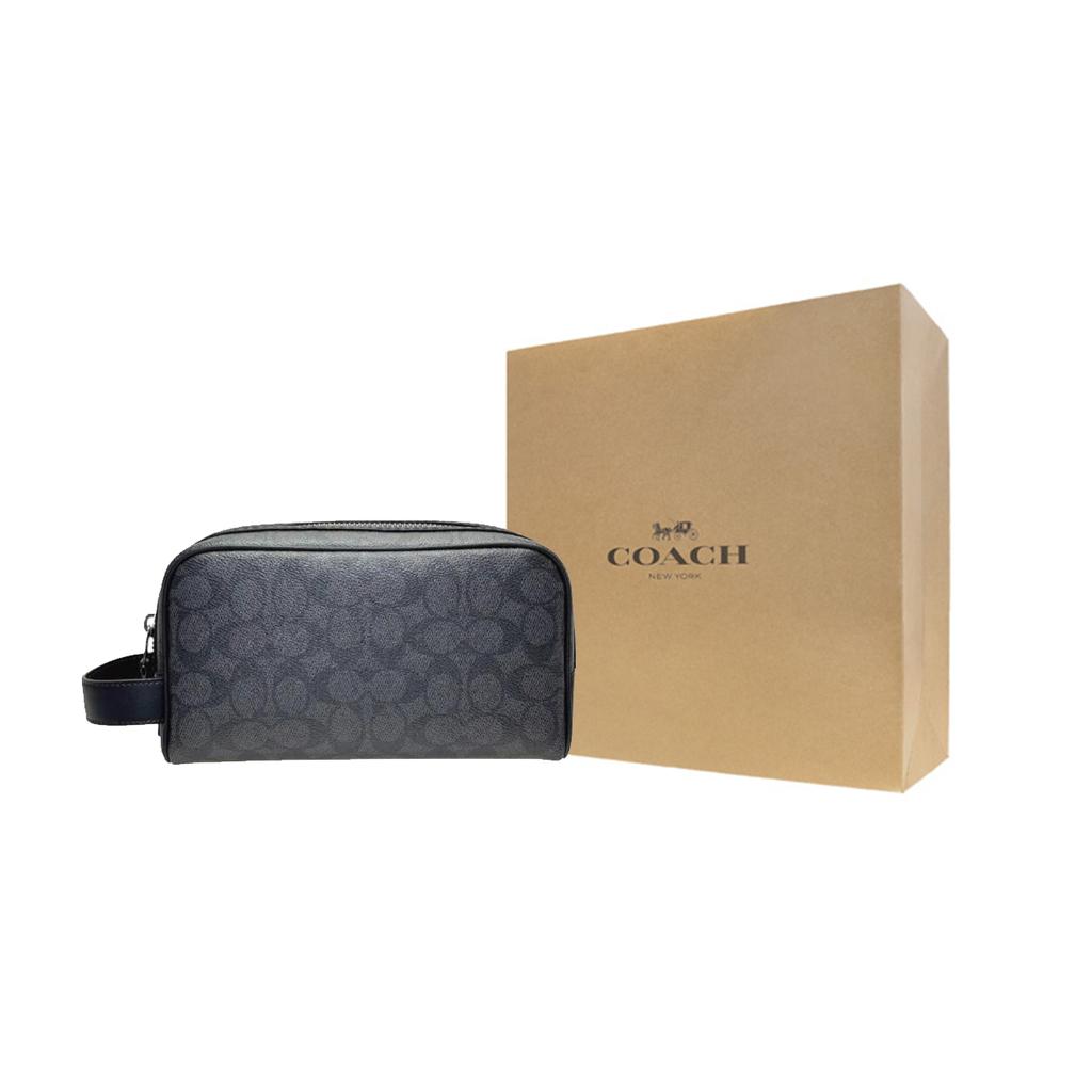 Coach Coated Canvas With Calfskin Travel Storage Bag Trumpets Mens Black