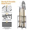 Garden Organizer Tool Organizer, 35-Slot Steel Rolling Rack with Wheels, Adjustable Feet Yard Sturdy Holder for Shovels, Rakes, Brooms and