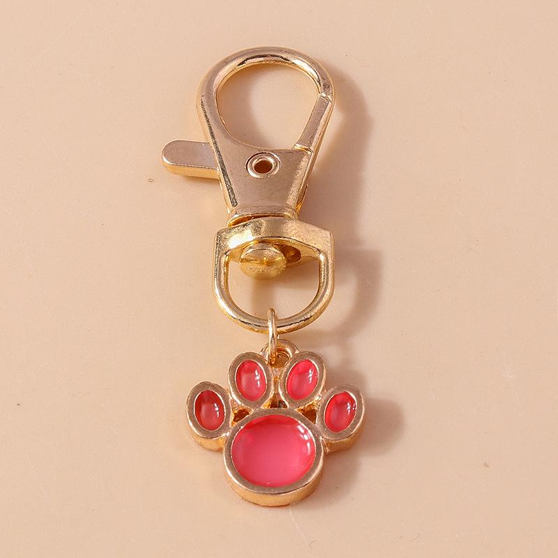 Cute Enamel Puppy Dog Cat Paw Keychain Footprint Keyring Pendants for Car Key Holder Handbag Decor DIY Pet Jewelry Gifts