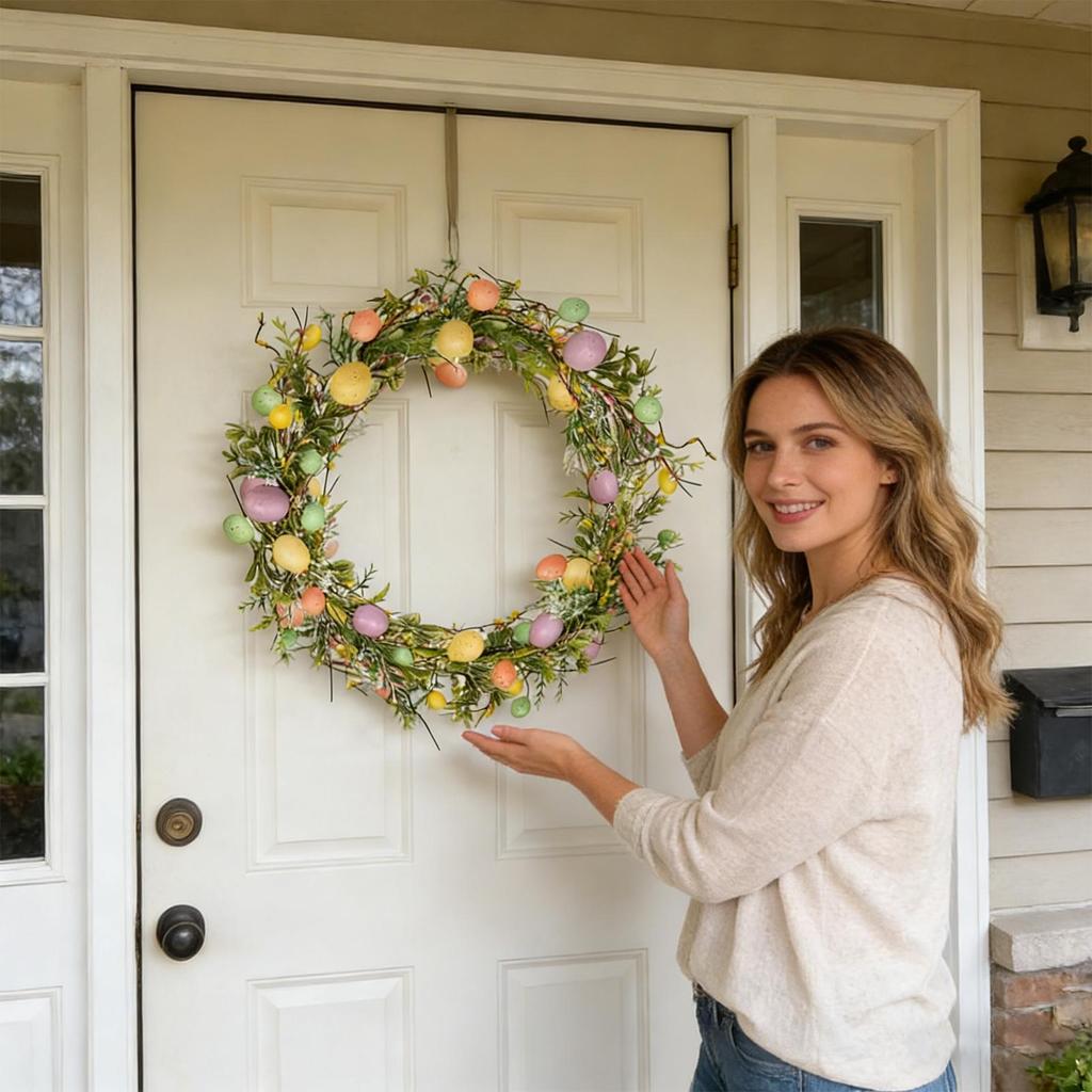 Easter Wreath, 70.8-inch Easter Egg Wreath, Decorative Fireplace Mantel, Artificial Egg Wreath, Easter Home Kitchen Fireplace