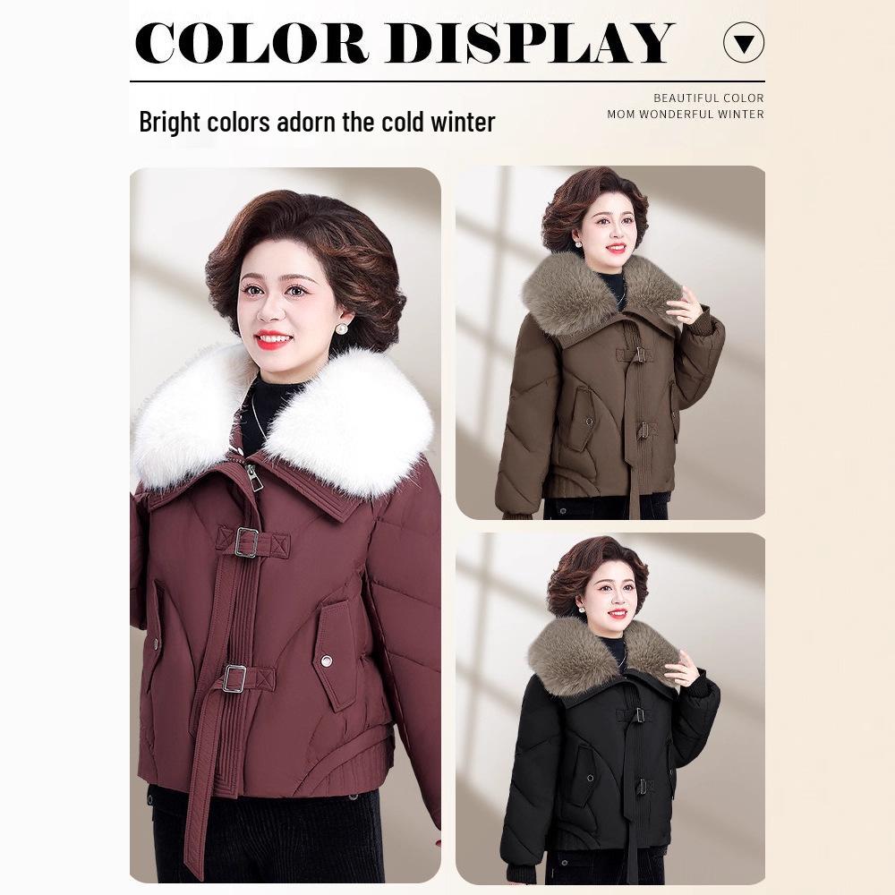 Stylish Winter Jacket with Large Fur Collar for Young Mothers and Older Women - 2025 Cotton Padded Outerwear