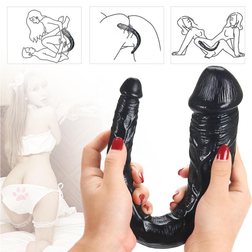 Double Head Dildo Long Realistic Dildo Double Ended Dildo Flexible Penis for Women Masturbator Sex Toys