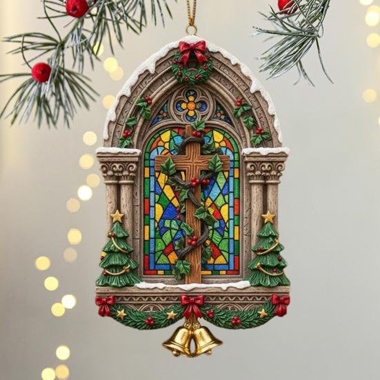 Christmas Jesus Ornaments Religious Acrylic Xmas Tree Hanging Ornaments Christian Keepsake Gift for Home Garden Wall Decor