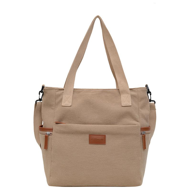 Corduroy Bag Female Niche Design Trendy Large-Capacity Tote Bag Student Class Shoulder Oblique Span Bag