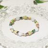 Gold Brass Point Aqua Ethnic Glass Mix Gemstone Bracelet (C2501AC1244_GN)