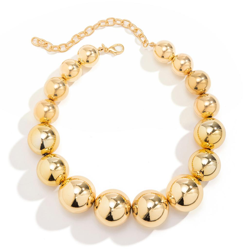 Dámský přehnaný punkový choker s velkými korálky, kovový náhrdelník, náhrdelník na klíční kost k narozeninám, vánoční šperky jako dárky