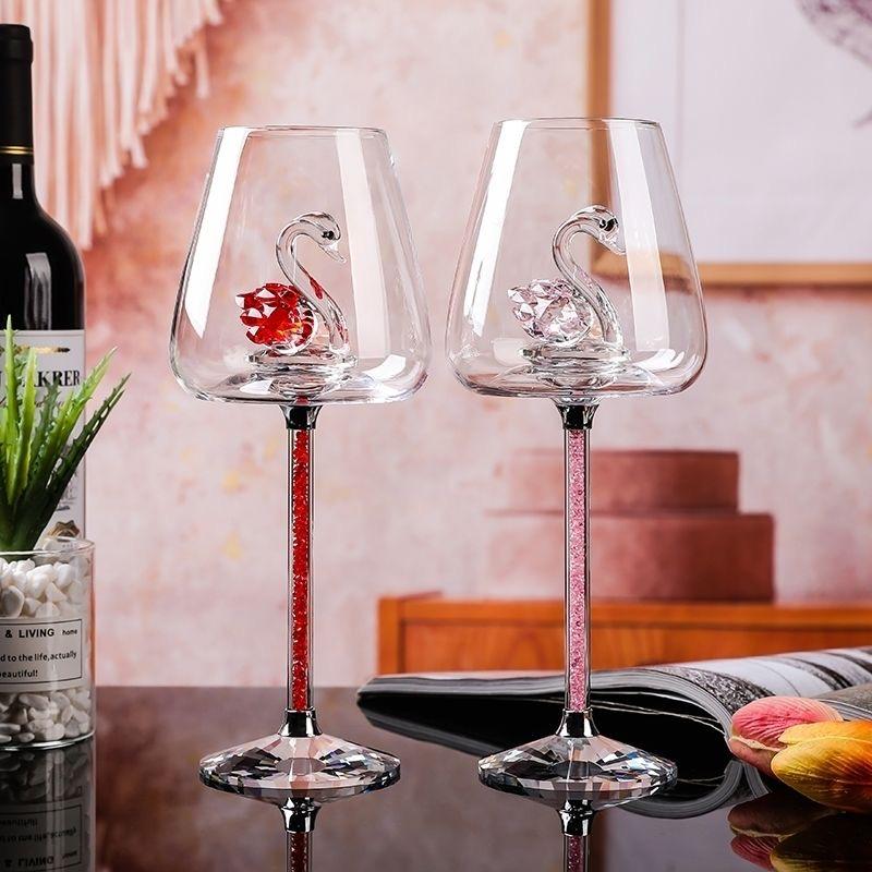 Bicchiere da Vino Cigno di Lusso Europeo, Elegante Calice Alto per Champagne e Vino Rosso per Bar e Feste