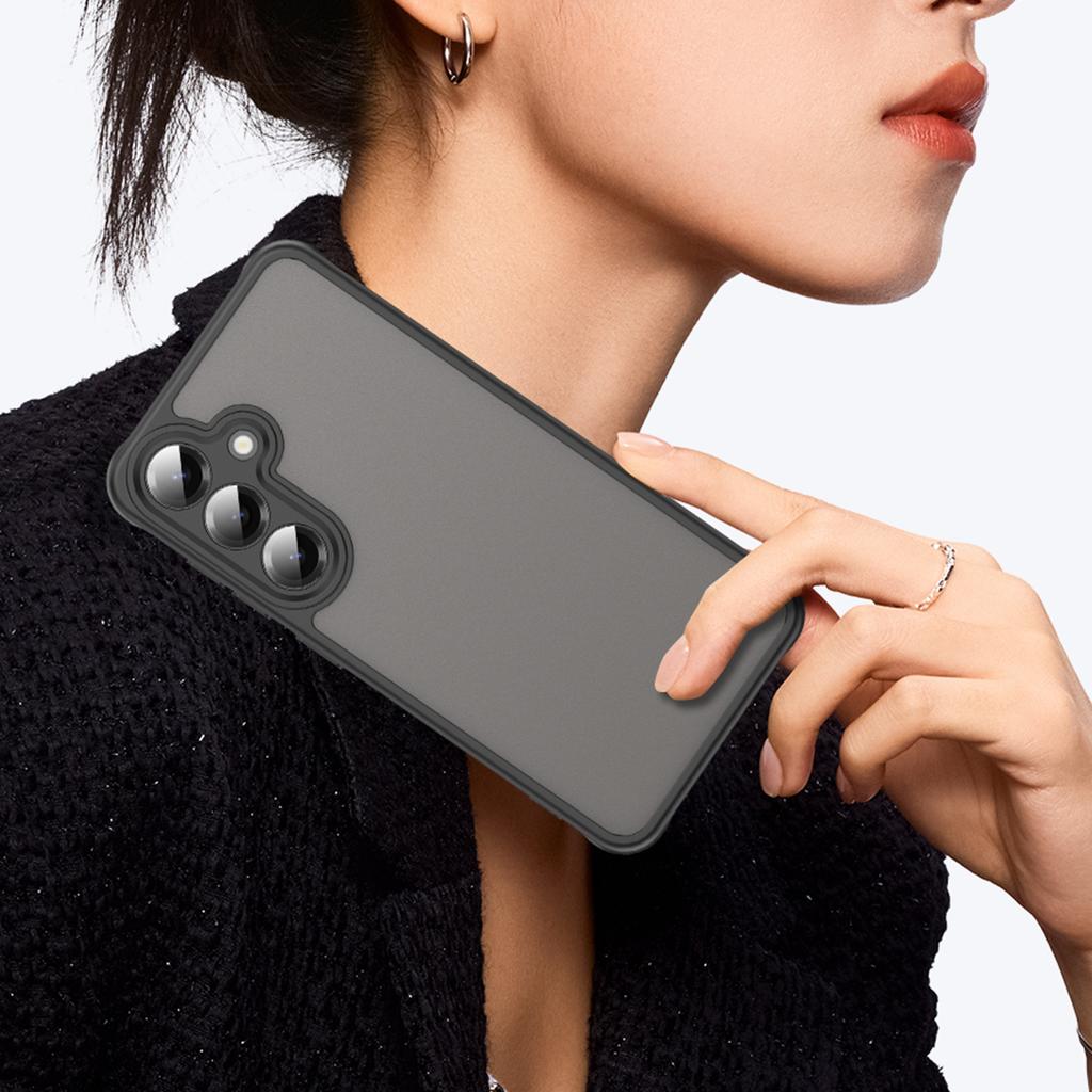 For Samsung Galaxy S24 Case with Screen Film WANLONFENG FD Series Skin Touch TPU PC Phone Back Cover