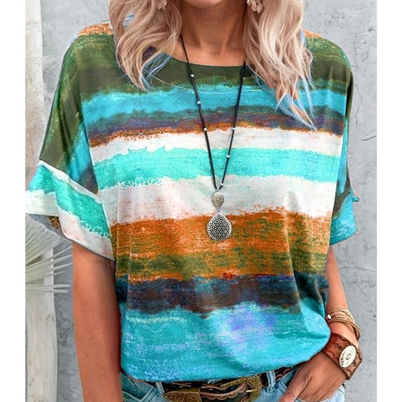 

Summer Women s T-shirt Solid Color Round Neck Loose Short-sleeved T-shirt Tops XXL світло-синій колір