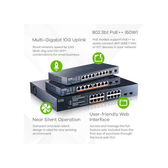 Switch - Zyxel - XMG1915-10EP - 8 Ports - POE++ 130W - Smart Switch 2.5GBE