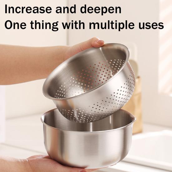 Washing Basin/Drain Basket Stainless Steel Vegetable Washing Basin Stackable Multi-Use Kitchen Strainer
